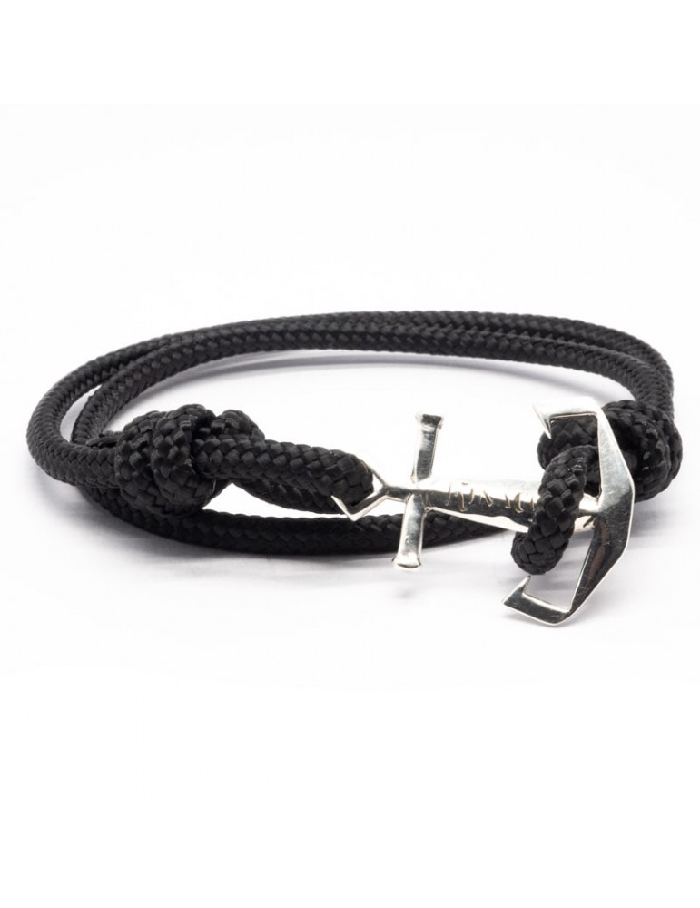 Bracelet Ancre marine Kinacou - cordage noir
