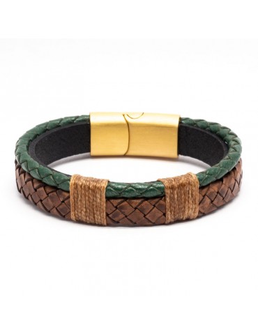 Bracelet Full Cuir Kinacou - vert et marron