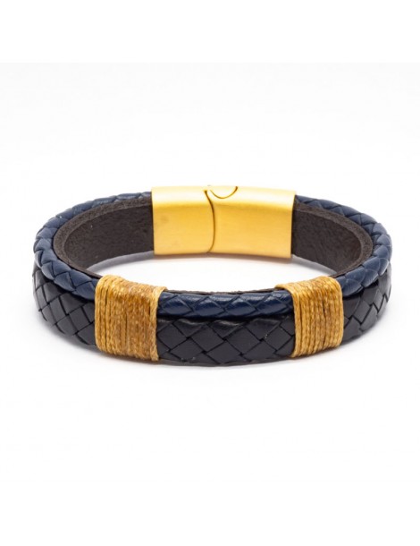 Bracelet Full Cuir Kinacou - bleu marine et noir